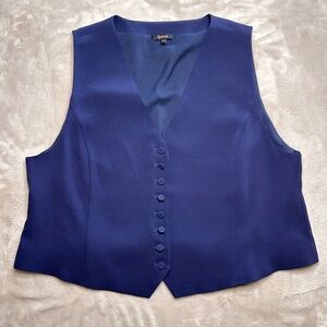 Quince Fluid Crepe Vest Womens XL Navy Stretch Button Indie Preppy Waistcoat